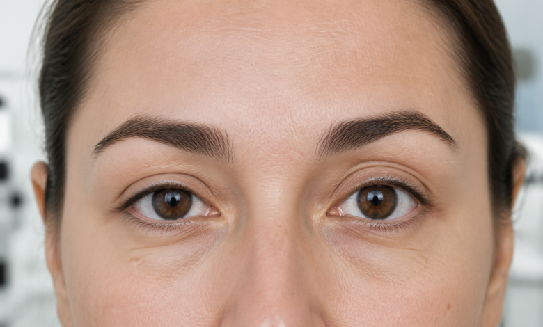 Ärztliche Beurteilung einer leichten Augen- und Lid-Asymmetrie