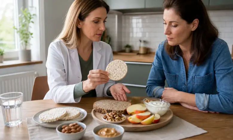 Ernährungsberatung zu Reiswaffeln und sättigenden Alternativen