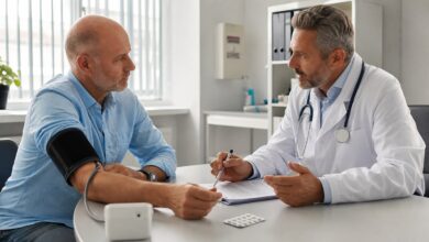 Blutdruckkontrolle und ärztliche Beratung zur Einnahme von Aspirin