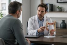 Vertrauliches Arztgespräch über Blut am After