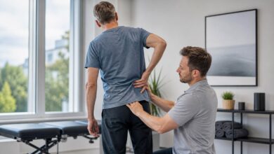 Physiotherapeutische Untersuchung des unteren Rückens bei Facettensyndrom