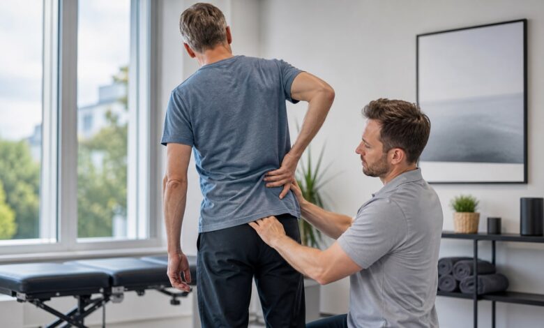 Physiotherapeutische Untersuchung des unteren Rückens bei Facettensyndrom