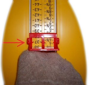 Fuss messen mit einem simplen Fußmessgerät.