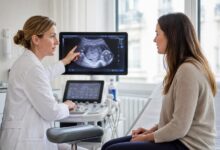 Gynäkologisches Ultraschallgespräch bei Verdacht auf geplatzte Eierstockzyste