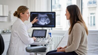 Gynäkologisches Ultraschallgespräch bei Verdacht auf geplatzte Eierstockzyste