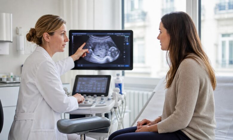 Gynäkologisches Ultraschallgespräch bei Verdacht auf geplatzte Eierstockzyste
