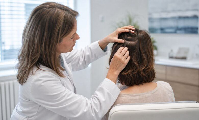 Dermatologische Untersuchung bei Haarausfall