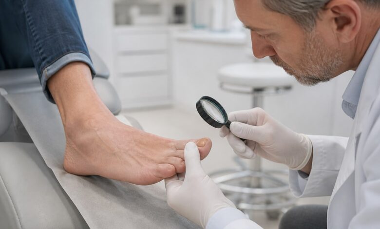 Dermatologische Untersuchung bei Nagelpilz
