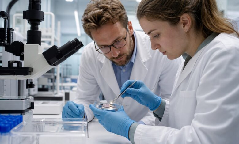 Forschende untersuchen einen biohybriden Implantat-Prototyp für die Krebstherapie