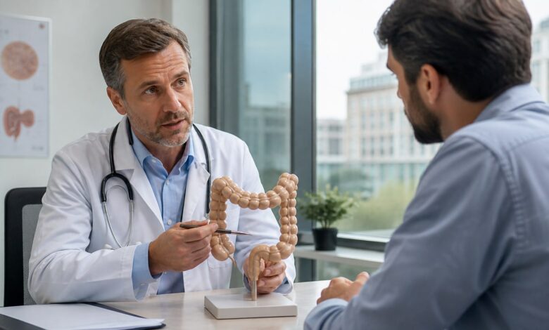 Gastroenterologisches Gespräch über helles Blut im Stuhl