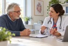 Ärztliche Beratung eines älteren Patienten zur Herzgesundheit