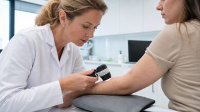 Dermatologische Untersuchung juckender Papeln am Unterarm