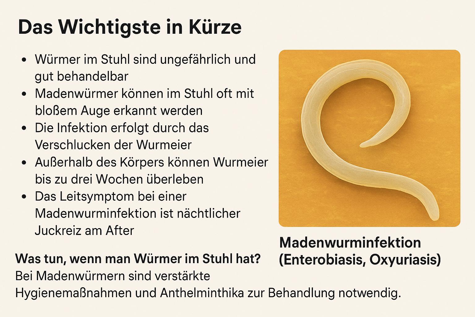 Madenwurminfektion: Würmer im Stuhl
