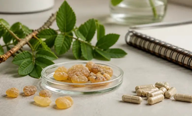 Boswellia-Harz und unmarkierte Weihrauch-Kapseln